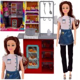 Păpușă de gătit cu bucătărie și accesorii, set mare pentru copii cu v&acirc;rsta peste 3 ani