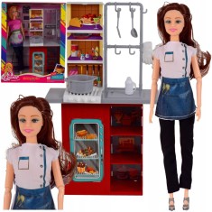 Păpușă de gătit cu bucătărie și accesorii, set mare pentru copii cu v&acirc;rsta peste 3 ani