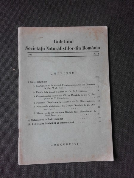 BULETINUL SOCIETATII NATURALISTILOR DIN ROMANIA NR.8/1936