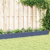 VidaXL Jardinieră de grădină cu țăruși, albastru gri, 362,5x42,5x28,5 cm, PP