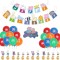 Set 44 Accesorii REDQUIT de Petrecere Aniversara Peppa Pig, 20 Baloane, 1 Banner Happy Birthday, 24 Cupcake Topper, 1 Topper Tort