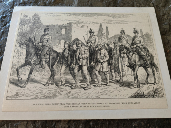 Gravura Lancelot,cca 1860, Prizonieri spioni,in Razboiul Crimeei, la Vacaresti