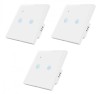 Set 3 Intrerupatoare inteligente duble cu touch Brius&trade;, Wi-Fi, nul, sticla securizata, LED noapte/zi, Tuya, Life Smart, compatibil Amazon Alexa/Google
