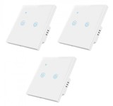 Cumpara ieftin Set 3 Intrerupatoare inteligente duble cu touch Brius&trade;, Wi-Fi, nul, sticla securizata, LED noapte/zi, Tuya, Life Smart, compatibil Amazon Alexa/Google