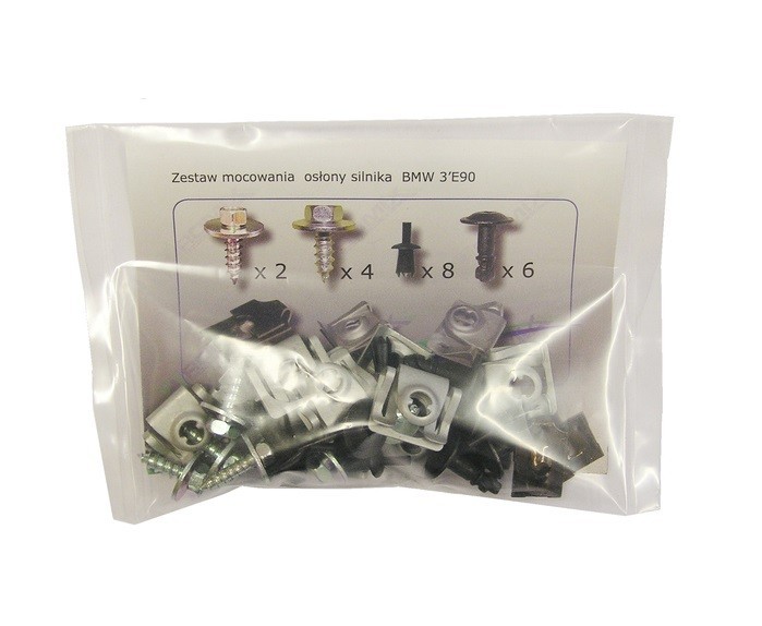 Set fixare scut motor BMW seria 1 04-13, seria 3 04-08/08-12; set 34 buc, fixare scut sub motor, 07119903995, 07119916949, 51127070202, 63121378639