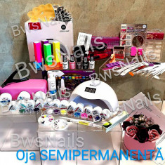 Kit unghii false FREZA-LED,oja semipermanenta set manichiura Lampa gel uv+PERNA