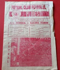 Program meci fotbal PETROLUL PLOIESTI - "FLACARA" MORENI (31.05.1981)