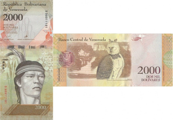 2016 (18 VIII), 2,000 Bol&iacute;vares (P-96b) - Venezuela - stare UNC