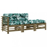 Set mobilier de gradina cu perne, 3 piese, lemn de pin tratat