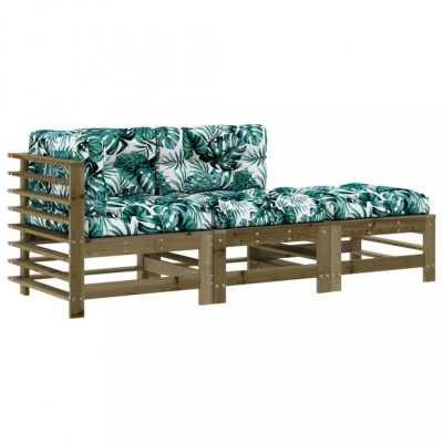 Set mobilier de gradina cu perne, 3 piese, lemn de pin tratat foto