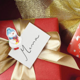 Cleme de Crăciun cu panglică &ndash; Om de zăpadă &ndash; 22 x 35 mm &ndash; 18 buc, 2 m / pachet