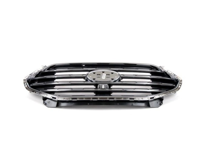 Grila radiator Ford Edge, 05.2019-, montare fata, 5 mulaje cromate, cu rama crom; Cu gaura pentru camera, RapidAuto