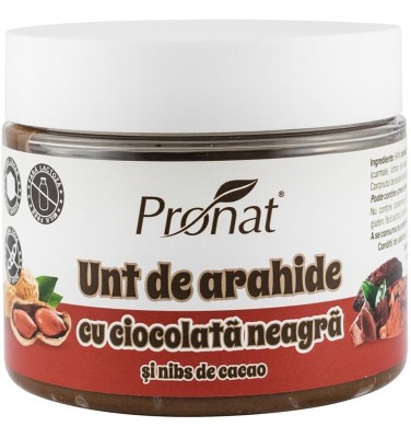 Crema Tartinabila de Arahide cu Ciocolata Neagra si Nibs de Cacao 300 grame Pronat foto