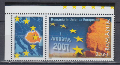 ROMANIA 2007 LP 1752 ROMANIA IN U. E. SERIE CU VINIETA MNH foto