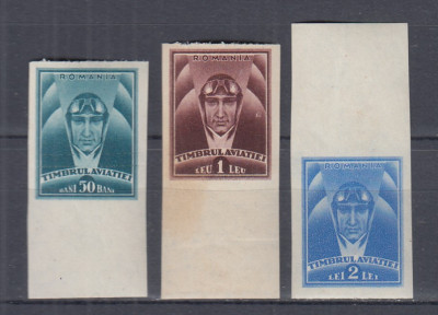 ROMANIA 1932 TIMBRUL AVIATIEI PILOT SERIE NEDANTELATA MNH TIRAJ 200 SERII foto