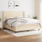 vidaXL Pat box spring cu saltea, crem, 160x200 cm, material textil 3131446