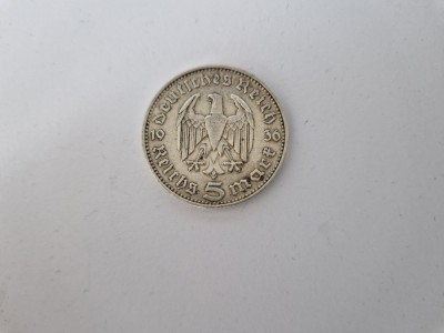 Germania 5 Reichsmark 1936 Argint 0.900- Paul von Hindenburg foto