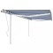 vidaXL Copertină retractabilă manual, LED, albastru și alb, 4,5x3,5 m
