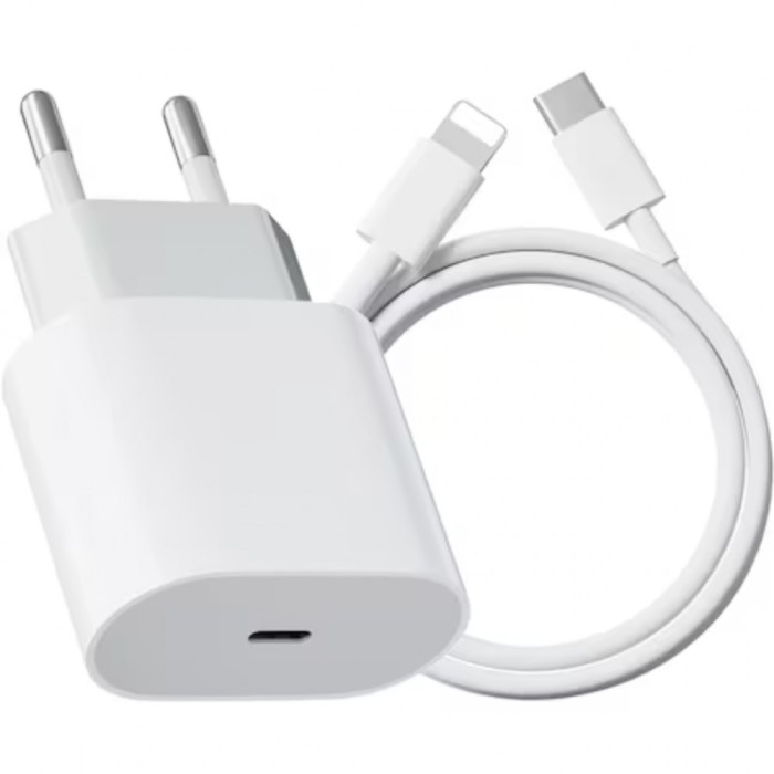 Incarcator pentru iPhone 14/13/12/11/Pro/Pro Max/iPad/AirPods, cablu de date Lightning, Fast charge 20W,