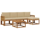 vidaXL Set de canapele de exterior 6 pcs Natural și Bej Poliester 3385159