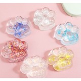 Jucarie Antistres Squishy, Cyrax, cu Revenire Lenta, Squeeze Pinch Family, Model Cat Paw, 6.5 x 7 cm, din Tpr, 4-6 Ani, Model 4 Sclipici, Transparent