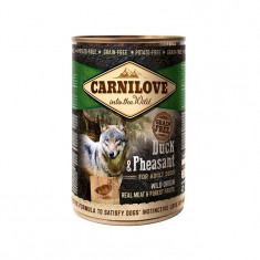 Hrana umeda pentru caini Carnilove Wild Meat, Adult, Rata Fazan, 400 g