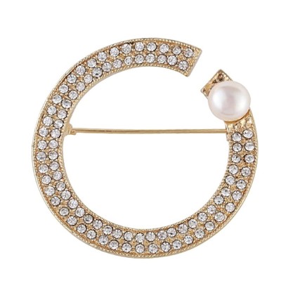 Brosa dama eleganta, Ellegant Circle, model cu pietricele, auriu foto
