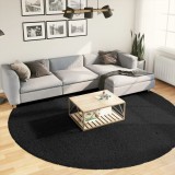 vidaXL Covor pufos &quot;PAMPLONA&quot; cu fire &icirc;nalte, negru modern, &Oslash; 280 cm