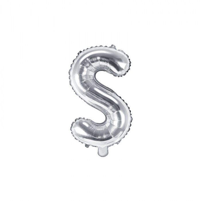 Balon Folie Litera S Argintiu, 35 cm