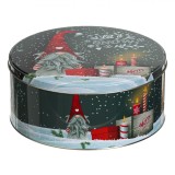 Cutie metalica pentru depozitare,rotunda, model Craciun, Nebunici, Let it snow, Multicolor, 19x8 cm