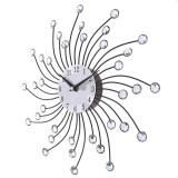 Ceas de perete cu cristale, 50 cm, mecanism Quartz, cifre arabe, argintiu, ProCart