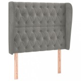 Cumpara ieftin Tablie de pat cu aripioare gri deschis 103x23x118/128cm catifea