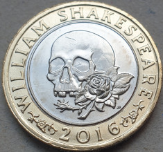 2 pounds / lire 2016 Marea Britanie , Shakespeare, Tragedy, km#1385 foto