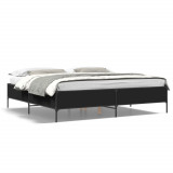 Cadru de pat negru 180x200 cm din lemn prelucrat si metal GartenMobel Dekor, vidaXL