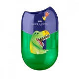 Ascuțitoare plastic dublă cu container unicorni și dinozauri Faber-castell, Faber Castell