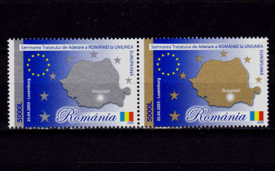 RO 2005 LP 1682 &amp;quot;Tratatul de ad. Romaniei la UE &amp;quot; ,serie cu punte tip II , MNH foto