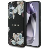 Husa pentru samsung galaxy s25 - guess grained flowers magsafe - black