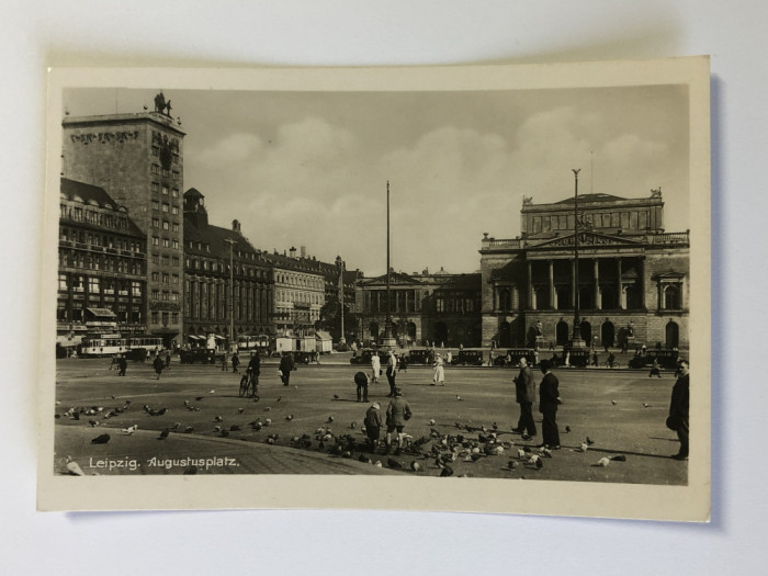 Carte postala Leipzig, Germania, circulata la 1941 cu stampila svasticii