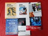 6 vol. diverse de informatica, calculatoare (Adobe Photoshop, Ilustrator, Autodesk AutoCAD, 3ds Max, Programarea in web) - engleza, romana, fara CD