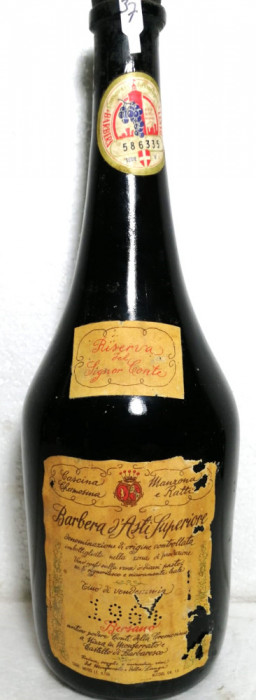 Z 37 -vin ROSU BARBERA RISERVA DEL CONTE, DOC, recoltare 1964. CL 72, GR 13