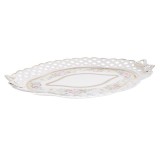 Cumpara ieftin Platou Portelan Flowers Pink-Golden 29 cm, Inart