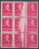 ROMANIA 1943/45 LP 154 VALOAREA 5 L UZUALE MIHAI I EROARE BLOC DE 9 TIMBRE MNH