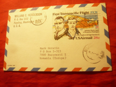 Carte Postala speciala - Primul Zbor Trans- Pacific din 1931 - SUA 1982 foto