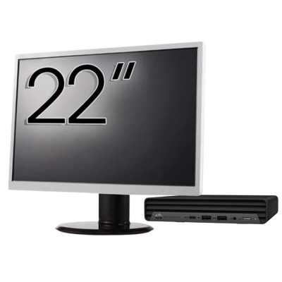 Pachet Calculator Second Hand HP EliteDesk 800 G6 Mini PC, Intel Core i5-10500T 2.30 - 3.80GHz, 8GB DDR4, 256GB SSD + Monitor 22&amp;amp;quot; NewTechnology M foto