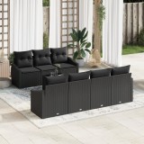 vidaXL Set de canapele pentru grădină cu perne 8 piese ratan sintetic negru