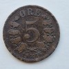 Norvegia 5 ORE 1876 moneda bronz km # 349 tiraj mic regele Oscar II, Europa