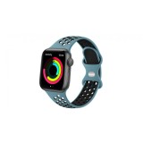 Curea Ceas SmartWatch pentru Apple, bratara 22 mm, Silicon, sport, eleganta, rezistenta la indoituri, Comfy to Wear, Albastru