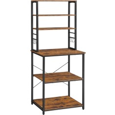 VASAGLE Raft de bucatarie, spatiu cuptor cu microunde, 6 rafturi, 40x60x167cm, maro rustic si negru Household NewTrend foto