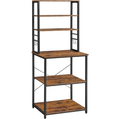 VASAGLE Raft de bucatarie, spatiu cuptor cu microunde, 6 rafturi, 40x60x167cm, maro rustic si negru Household NewTrend foto