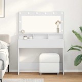 Masă de toaletă cu lumini LED, alb, 100x41x135 cm